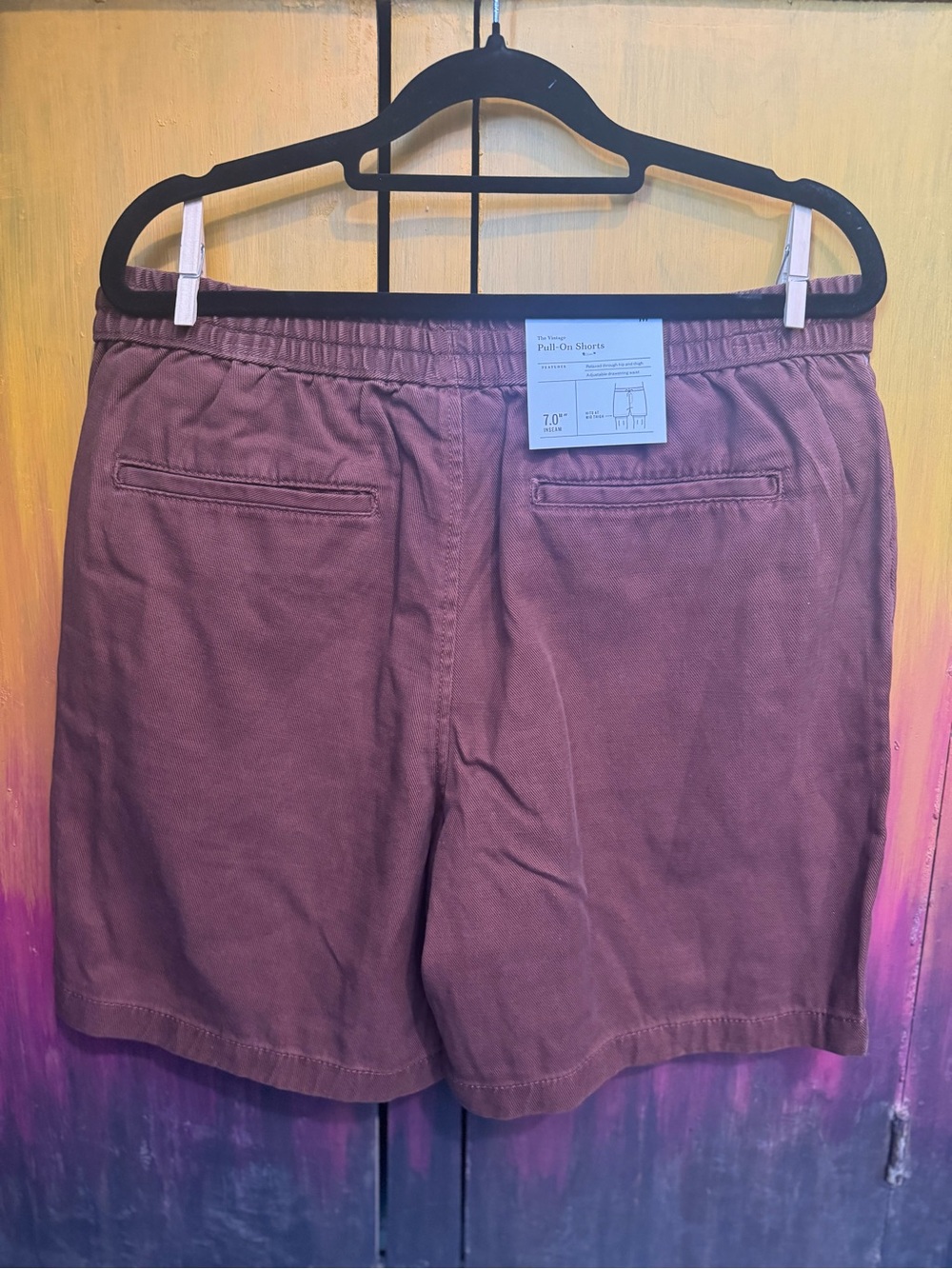 Goodfellow brand Men's Casual Rusty Brown Drawstring Shorts - Picture 2 of 11